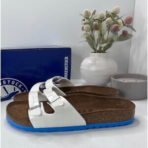 Birkenstock White and Blue Sandals